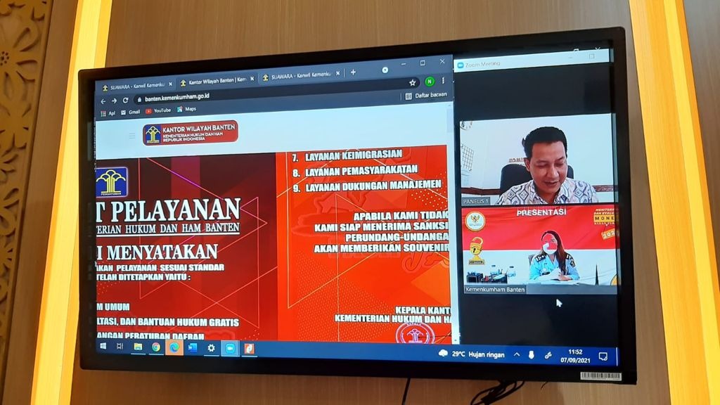 Presentasikan Pelaksanaan Keterbukaan Informasi Publik, Kanwil Kumham Banten Terima Apresiasi dari Wakil Ketua Komisi Informasi Provinsi Banten