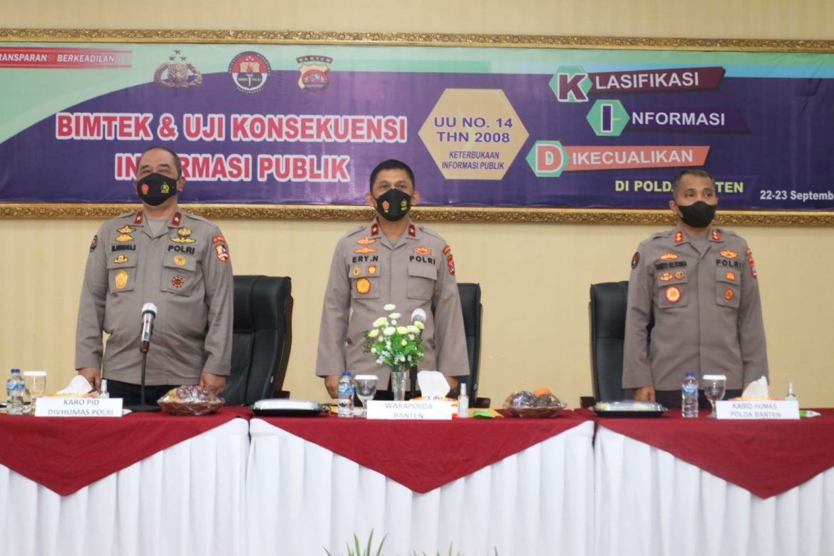 Wakapolda Banten Buka Bimtek dan Uji Konsekuensi Informasi Publik oleh Divhumas Polri