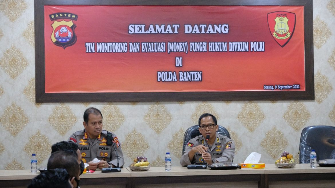 Tim monev fungsi Hukum Divkum Polri Kunjungi Polda Banten, Ini yang dibahas