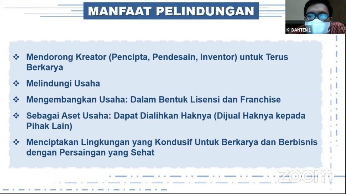 Kanwil Kumham Banten Bagikan Kiat Sukses Pendaftaran Kekayaan Intelektual Melalui Webinar