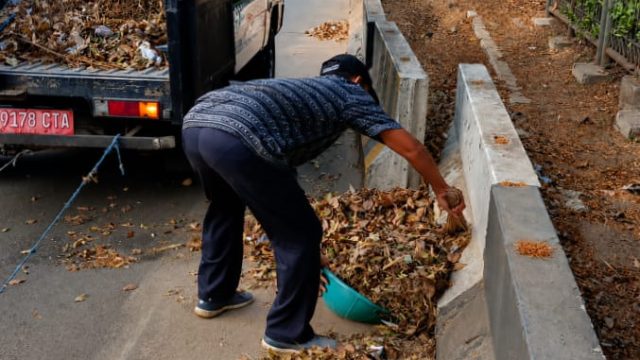 Semarakan HUT RI Ke-81, DLH Rapikan Median Jalan Kota Tangerang
